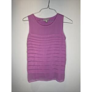 DANA BUCHMAN Pink Sleeveless Tiered Blouse Career Formal Tank Top Shirt Small‎